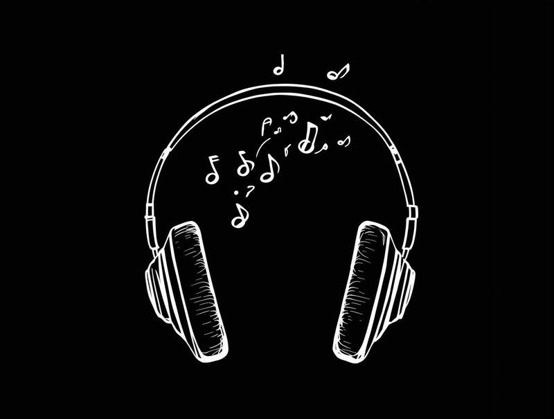 Headphones with music notes